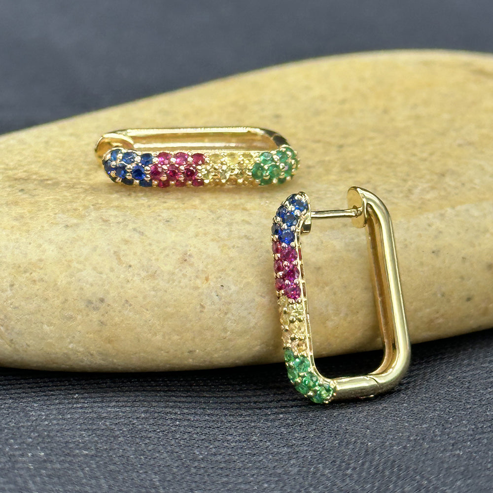 Rainbow Bar Hoops